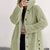 Full Size Fleece Button Up Hooded Outerwear Plus Size Green