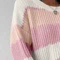 Striped Knit Round Neck Sweater