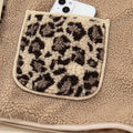 Casual Leopard Print Accent Plush Jacket with Pockets