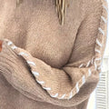 Contrast Stitching Dropped Shoulder Sweater