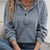 Button-Front Drawstring Hoodie Dusty Blue