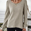 Ribbed Knit Long Sleeve T-Shirt