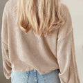 Round Neck Drop Shoulder Long Sleeve Top