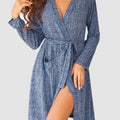 Tied Solid Lounge Nightgown with Pockets