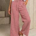 Gingham Print Wide Leg Casual Pants