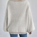 Striped Boat Neck Long Sleeve Sweater