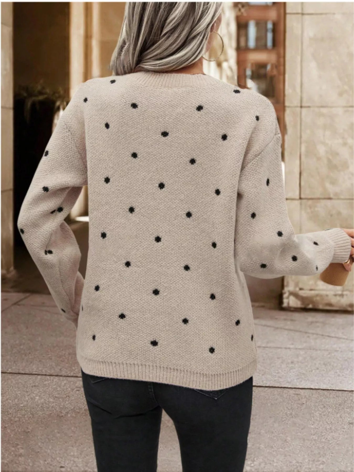 Polka Dot Long Sleeve Sweater