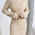 Turtleneck Ribbed Knit Sweater Dress