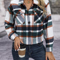 Plaid Oversized Button-Up Cropped Jacket
