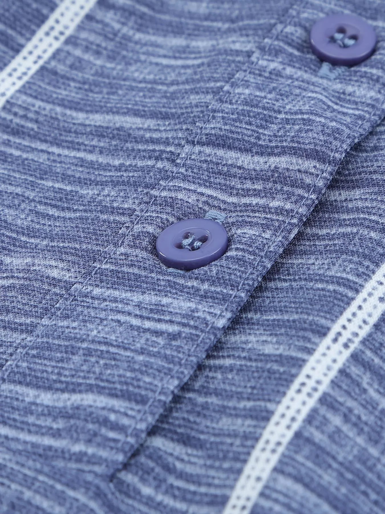 Striped Print V Neck Half Buttons Loose Blouse