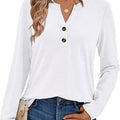 Casual Long Sleeve Button Detail T-Shirt Gray white