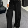 Full Size Drawstring Wide Leg Pants Plus Size Black