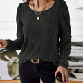 Ribbed Knit Long Sleeve T-Shirt