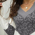 Leopard V-Neck Long Sleeve Sweater