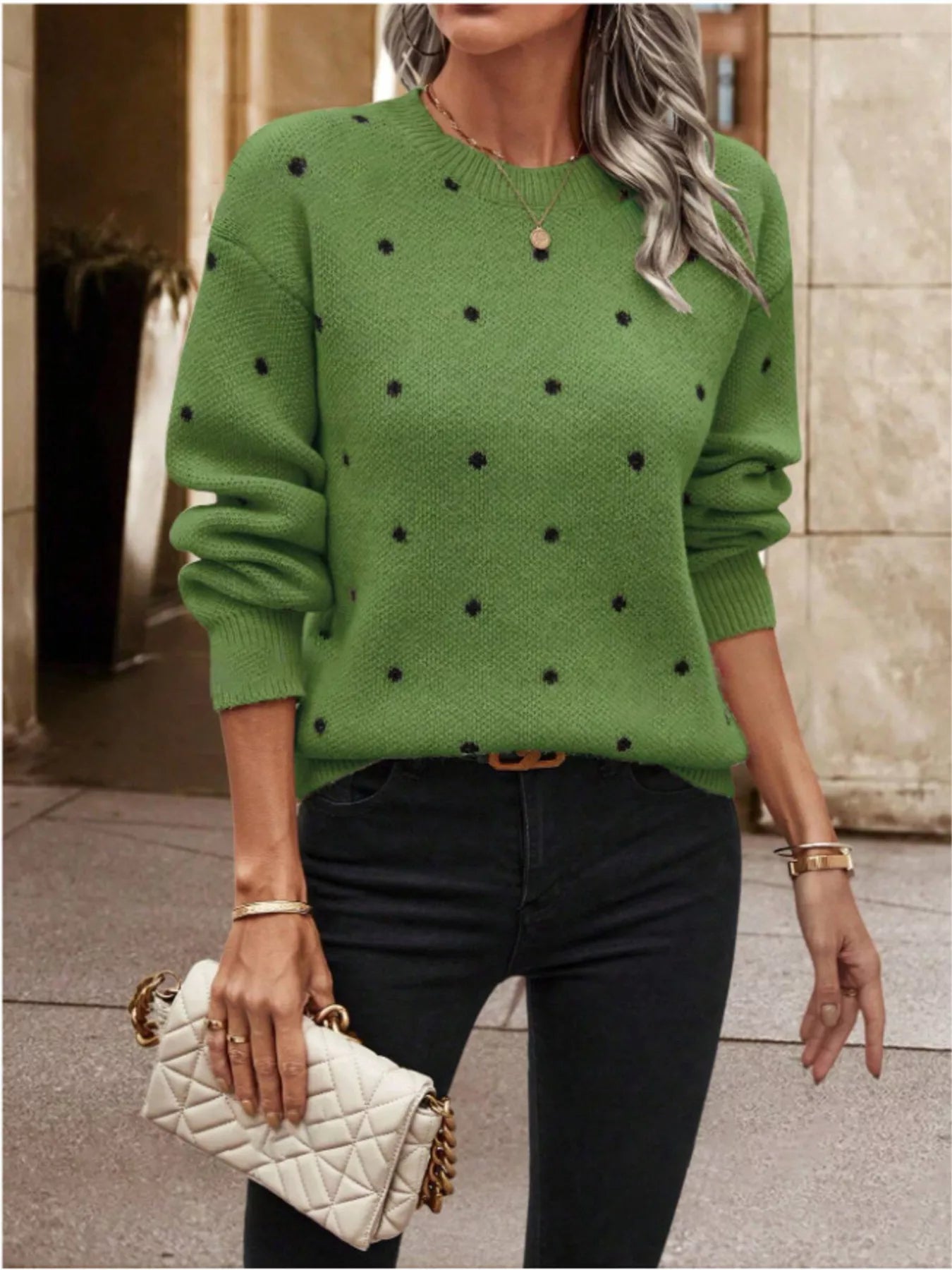 Polka Dot Long Sleeve Sweater
