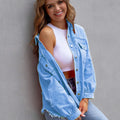 Distressed Drop Shoulder Denim Jacket Light