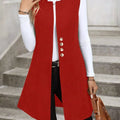 Button Up Sleeveless Longline Vest Coat