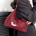 Solid Color Leather Shoulder Bag
