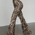 Leopard Print High Waist Flare Pants