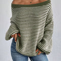 Striped Boat Neck Long Sleeve Sweater