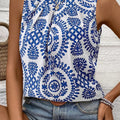 Printed Crew Neck Sleeveless Top