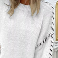 Contrast Stitching Dropped Shoulder Sweater