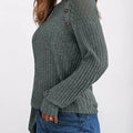 Ribbed Knit T-Shirt with Lace Shoulder Detail