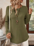Plus Size Casual Waffle Knit Long Sleeve T-Shirt