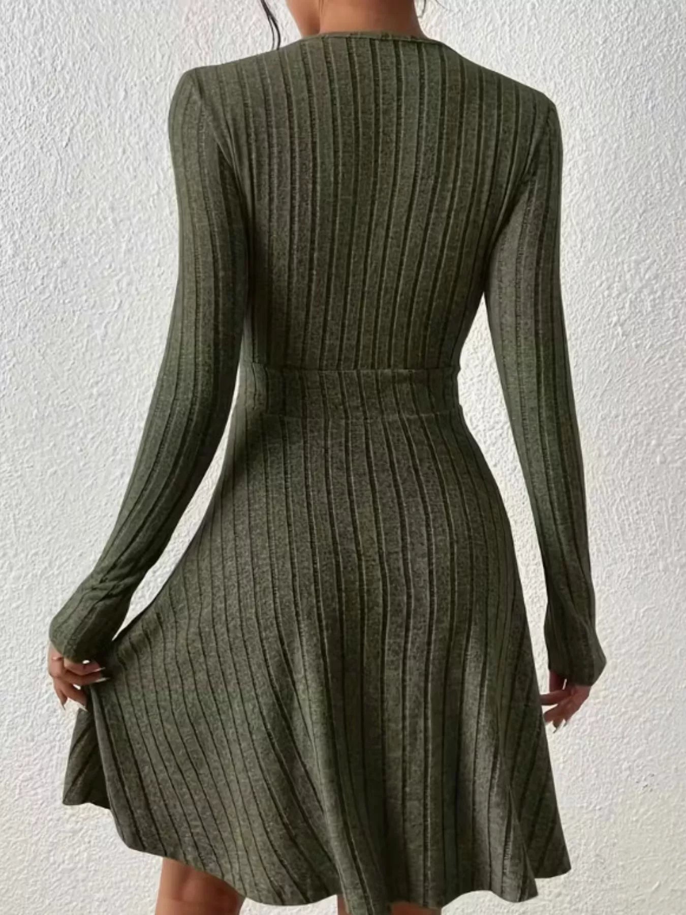 Ribbed Knit Wrap Mini Dress