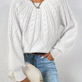 Cable Knit Long Sleeve Sweater White