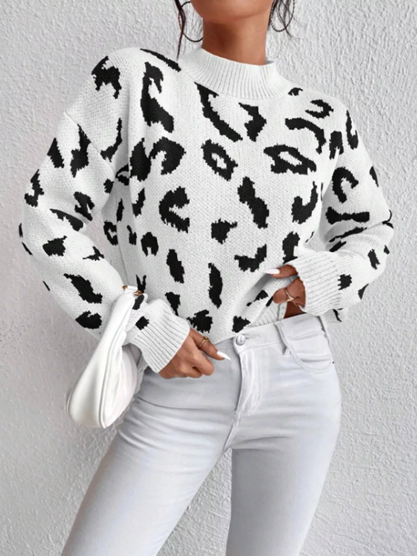 Leopard Mock Neck Sweater