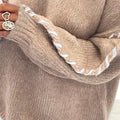 Contrast Stitching Dropped Shoulder Sweater