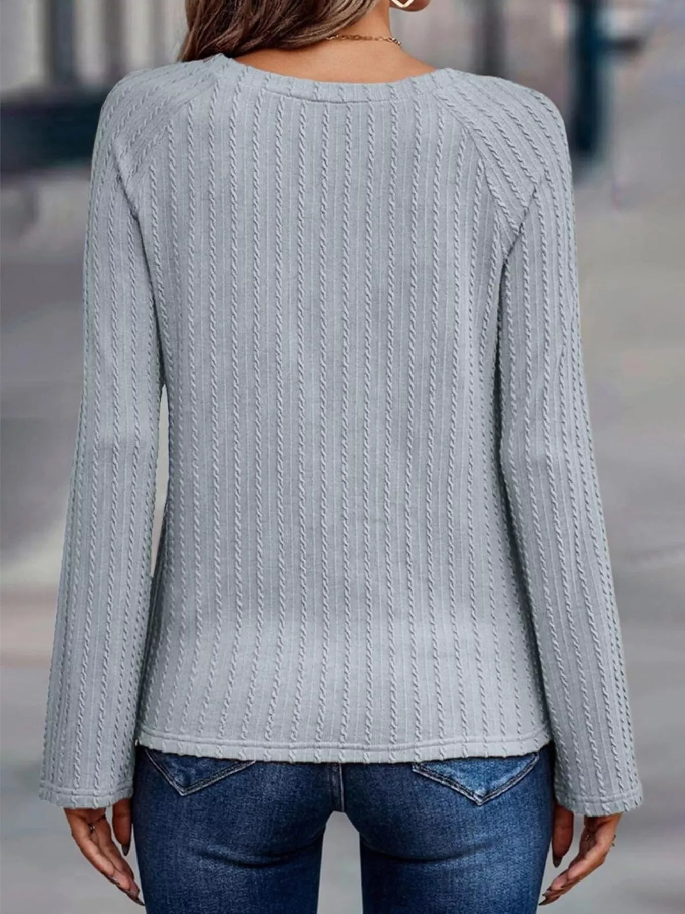 Textured Knit Long Sleeve T-Shirt
