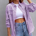 Distressed Drop Shoulder Denim Jacket Lavender