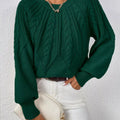 Cable Knit Long Sleeve Sweater Dark Green