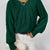 Cable Knit Long Sleeve Sweater Dark Green