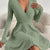 Ribbed Knit Wrap Mini Dress Sage