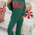 Jolly Christmas Top and Drawstring Pants Set Dark Green