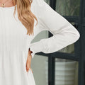 Smocked Round Neck Lantern Sleeve Blouse