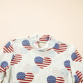 US Flag Heart Mock Neck Long Sleeve Bodysuit