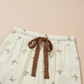 Bow Print Lace Drawstring Casual Shorts