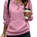 Drawstring Textured Dropped Shoulder Hoodie Pink