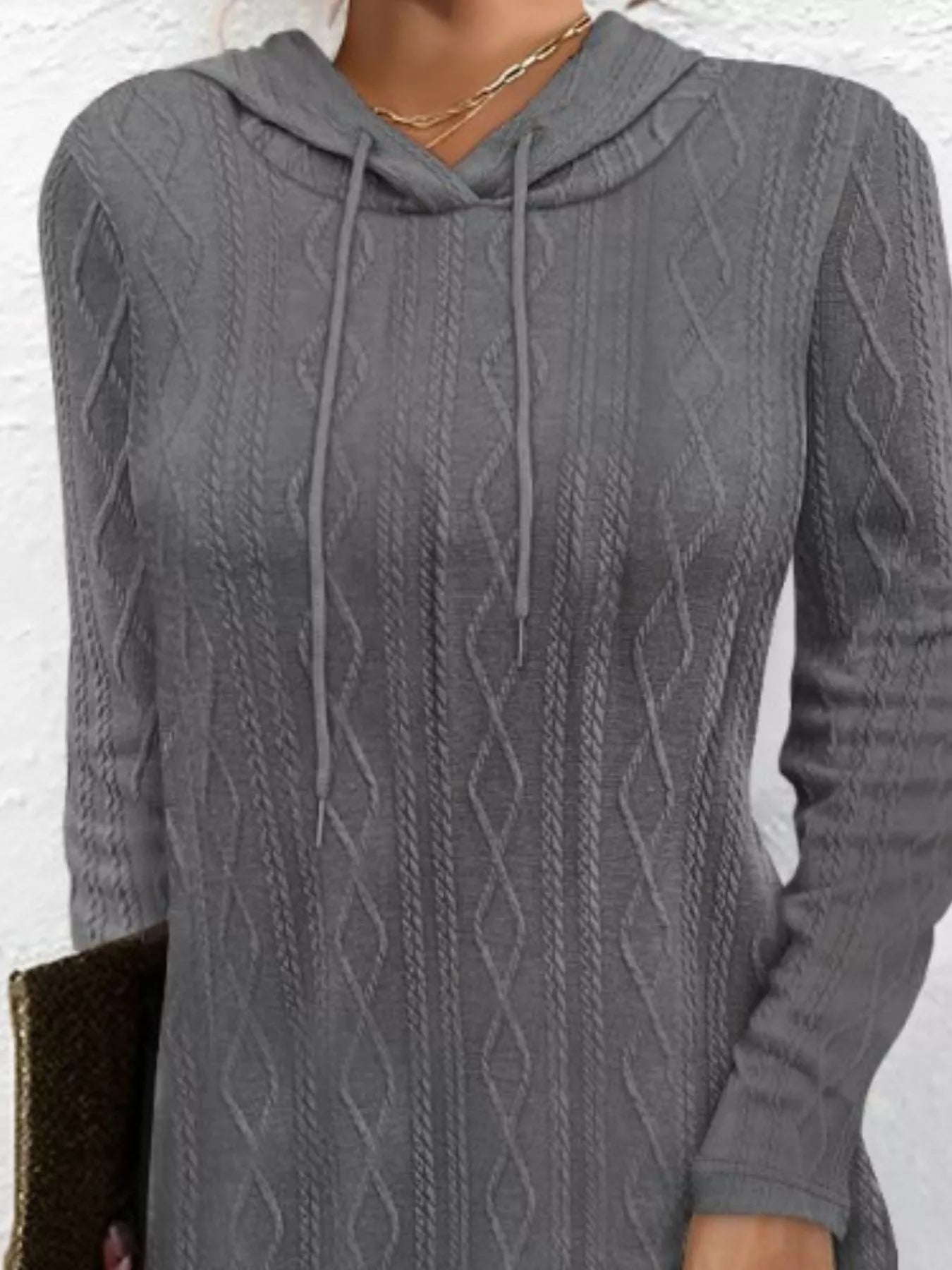 Casual Long Sleeve Hooded Knit Dress