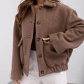Button-Down Long Sleeve Outerwear Brown
