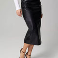 Slit Back Leather Skirt