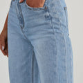 Raw Hem Wide Leg Jeans with Pockets