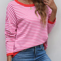 Striped Round Neck Drop Shoulder T-Shirt