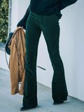 Full Size Corduroy Flare Pants Plus Size Green
