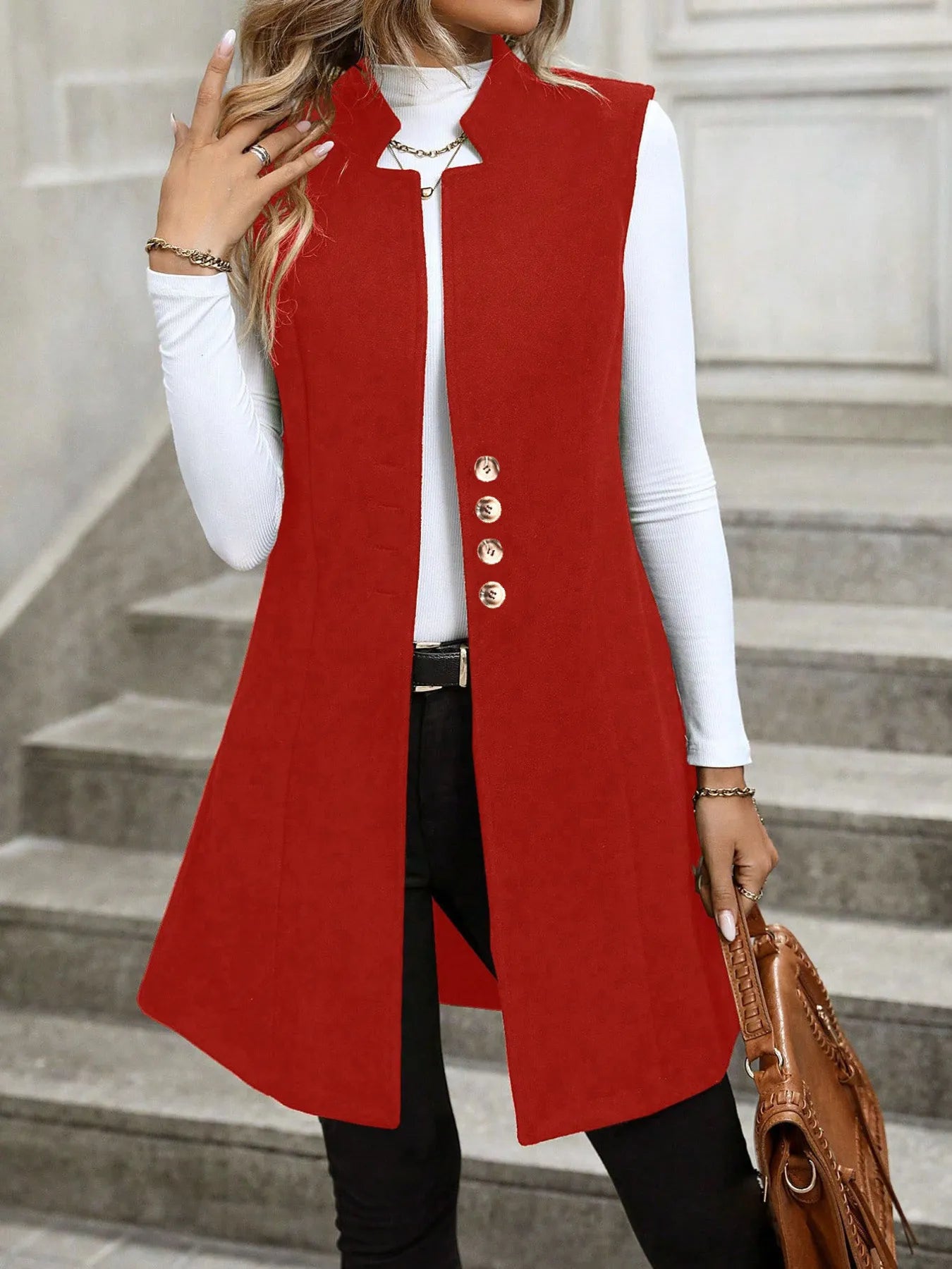 Button Up Longline Vest Coat