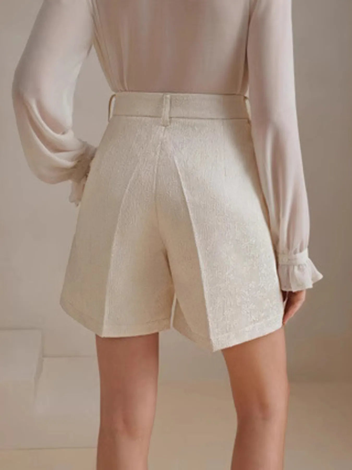 High-Waist Textured Shorts